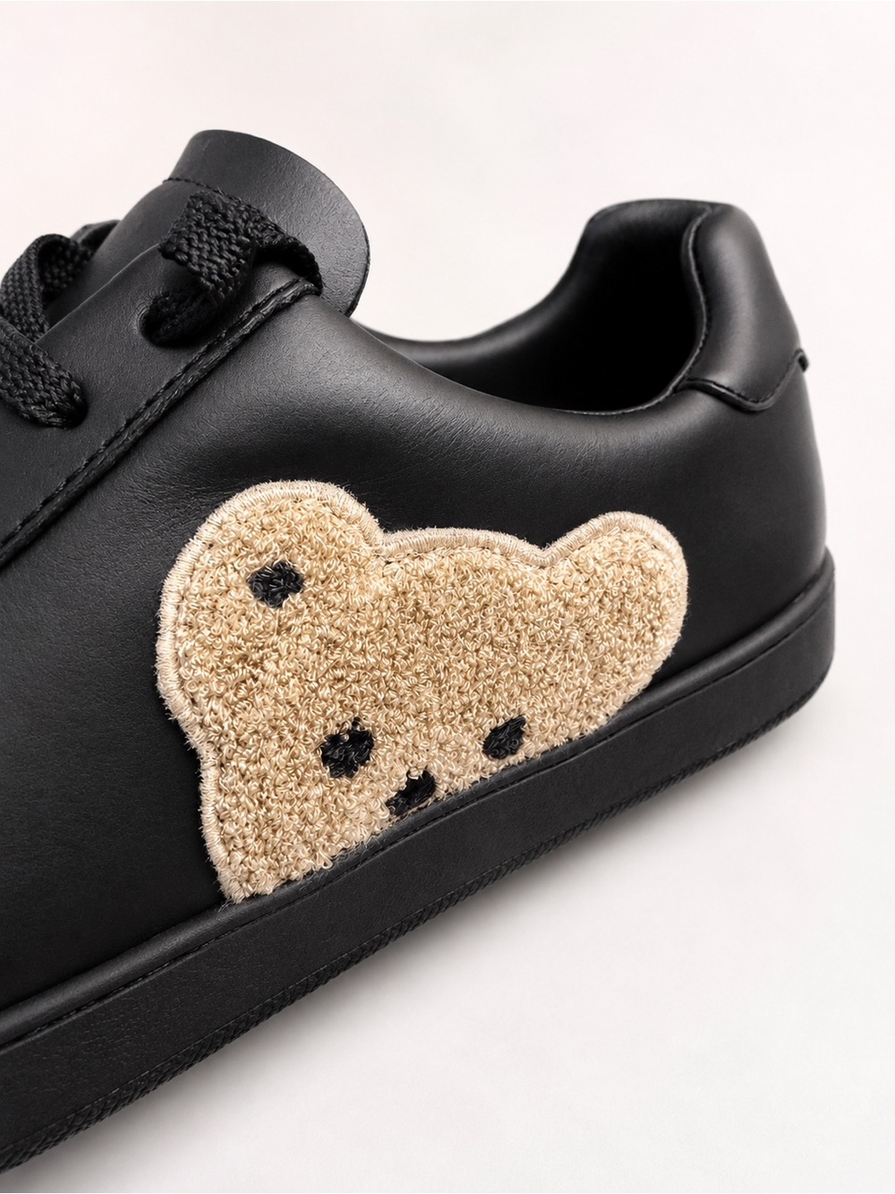 Palm Angels Teddy Bear Black Leather Sneakers EU 39 (8.5 or 9 US)